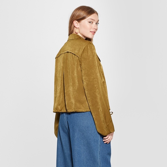 NEW A New Day Moss Satin Windbreaker Jacket [E4] - Picture 2 of 8